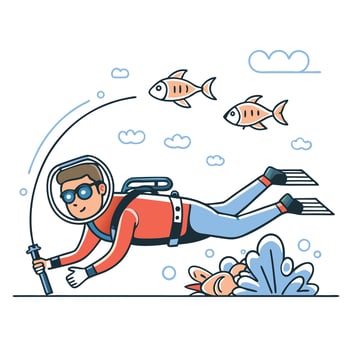 Underwater Apnea Diver Exploring the Marine World with Stunning Blue Depths vector