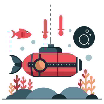 Enchanting Underwater World Concept Illustration in Mesmerizing Blue Hues vector