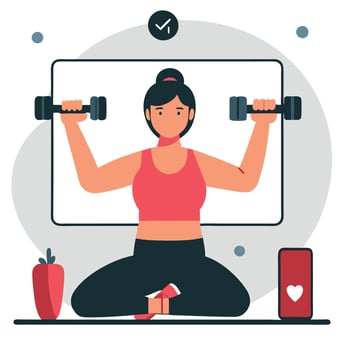 Embracing Virtual Fitness A Revolutionary Illustration of Home Workouts vector