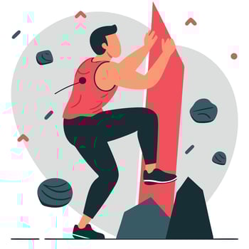 Indoor Concept Illustration of a Person Wall Climbing vector