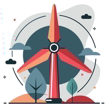 Innovative Wind Turbine Concept Design with Sleek Turbine Blades vector