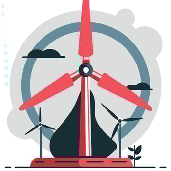 Conceptual Illustration of a Modern Wind Turbine Towering in a Green Field vector