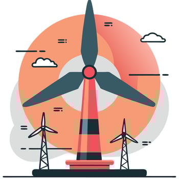 Modern Wind Turbine Energy Concept Aerial View of Windmill Farms in Fields vector