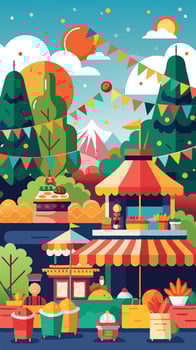 Bright and Festive Summer Carnival Illustration with Decorative Elements vector