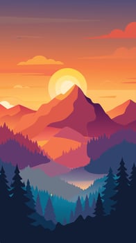 Captivating Illustration of a Sunset s Orange Glow on the Horizon vector