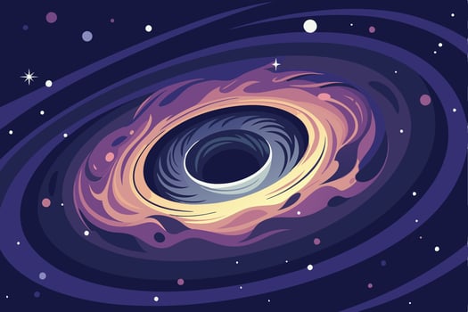 A Mesmerizing Illustration of a Swirling Black Hole at the Center of a Galaxy vector