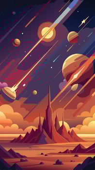 Celestial Shower Meteors Soaring Through the Ethereal Mist vector