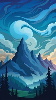 Misty Clouds Dancing Around Majestic Mount Everest vector