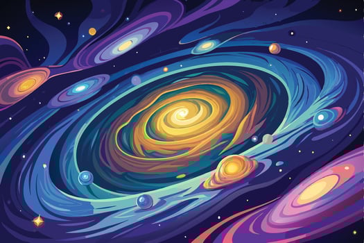 Vortical Interplay of Swirling Galaxies in Cosmic Symphony vector