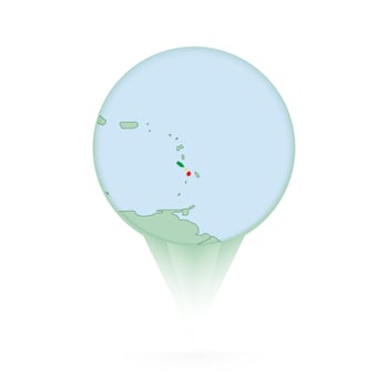 Saint Kitts and Nevis map, stylish location icon with Saint Kitts and Nevis map and flag. vector