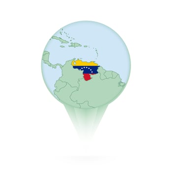 Venezuela map, stylish location icon with Venezuela map and flag. vector