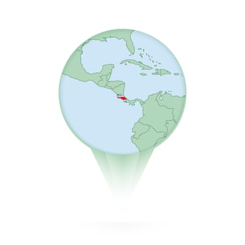 Costa Rica map, stylish location icon with Costa Rica map and flag. vector