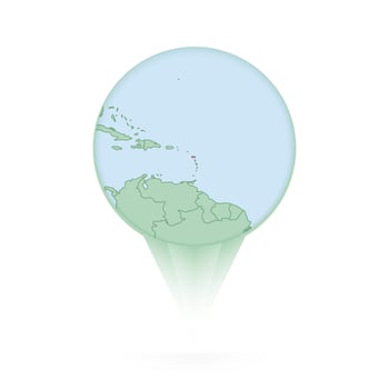 Antigua and Barbuda map, stylish location icon with Antigua and Barbuda map and flag. vector