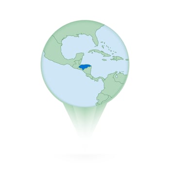 Honduras map, stylish location icon with Honduras map and flag. vector
