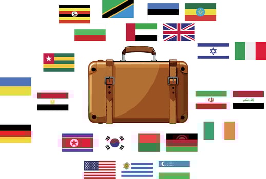 Traveling with a suitcase vector