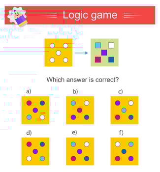 Logic game. Which toIQ training test. Printable worksheet. Answer is E. vector