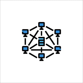 A network icon with a computer and a computer vector