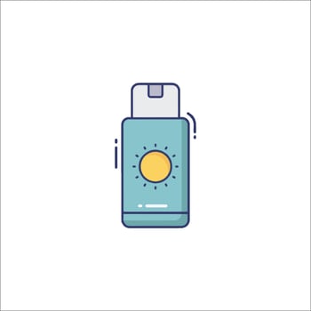 A bottle of sunscreen with a sun on it vector