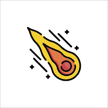 A rocket with a red and yellow flame on it vector