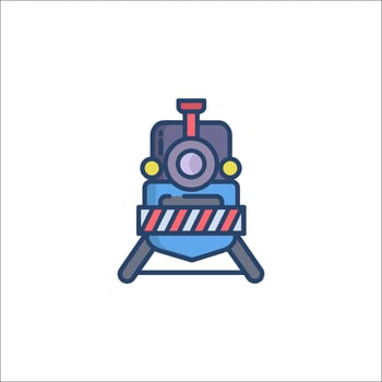 A train icon with a red stripe on it vector