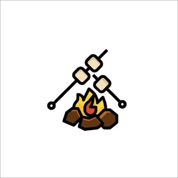A campfire with marshmallows and sticks vector