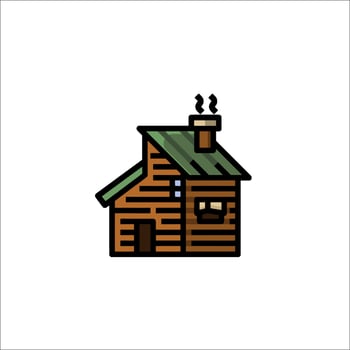 A small house with a chimney on top vector