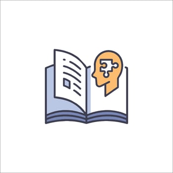 An open book with a brain inside it vector
