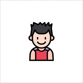 A man with a black hair and a red shirt vector
