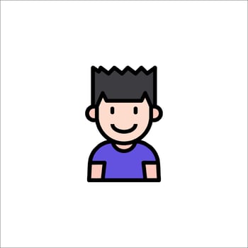 A man with a black hair and purple shirt icon vector