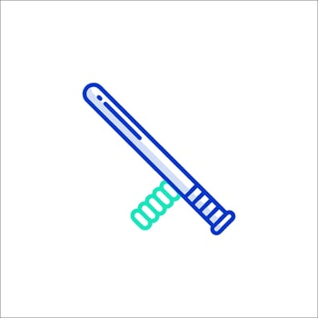 A baseball bat icon with a green and blue outline vector
