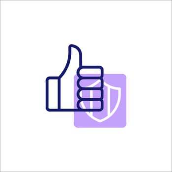 A thumbs up icon with a shield and a thumb up vector
