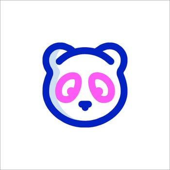 A panda bear logo with pink and blue colors vector