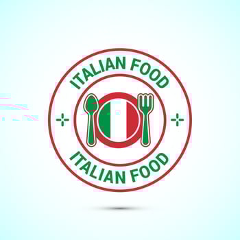 Italian food icon badge with flag, suitable for restaurant business vector