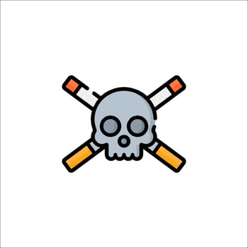 A skull and crossed cigarettes icon vector