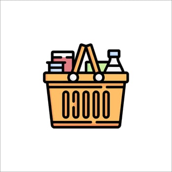A grocery basket with food and other items vector
