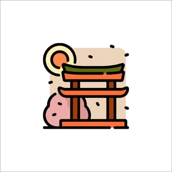 Japanese torii gate icon illustration vector