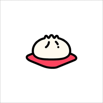 A simple icon of a dumpling on a plate vector