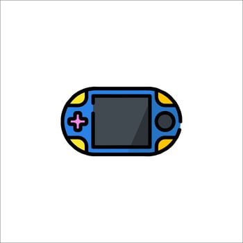A blue and yellow game console icon vector