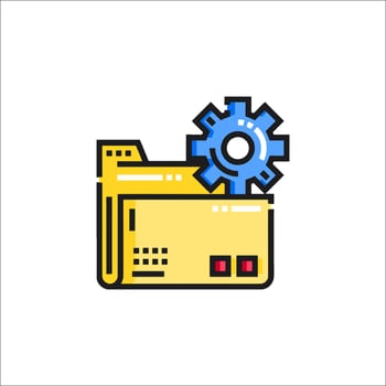A file folder with a gear wheel on it vector