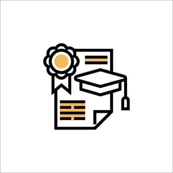 A graduation cap and diploma icon vector