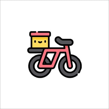 A cartoon bike with a box on the back vector