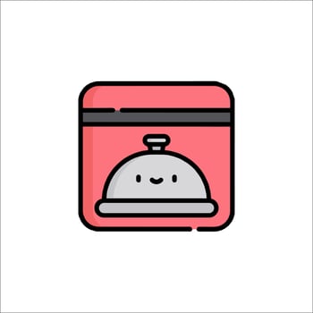 A cartoon character holding a cloche in a microwave vector