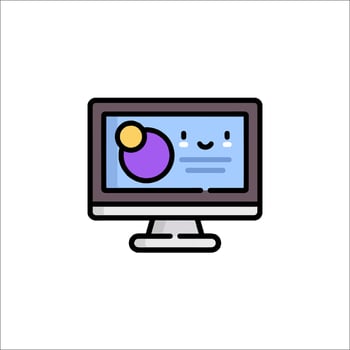 A computer monitor with a smiley face on it vector
