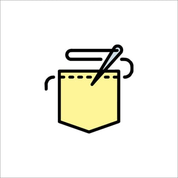 A yellow pocket with scissors and a pencil vector