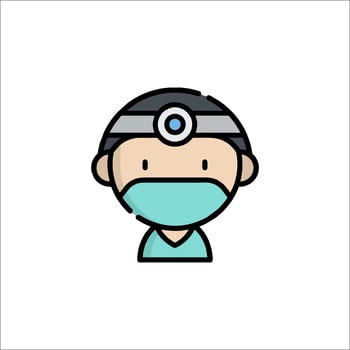 A doctor with a surgical mask on his head vector