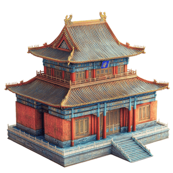 Ancient Chinese two-story palace. png