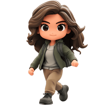 Cute cartoon girl walking. png