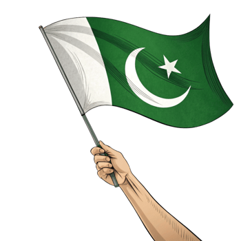 hand holding Pakistani Flag clipart isolated on transparent background png