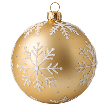 Christmas ball of golden color with snowflakes elements isolated on the transparent background png