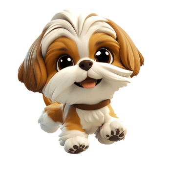 Adorable cartoon Shih Tzu puppy. png